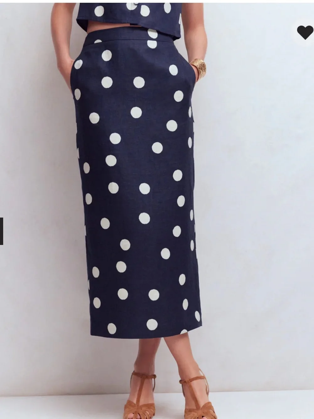 Longline Column Skirt French Navy, Ivory Spot